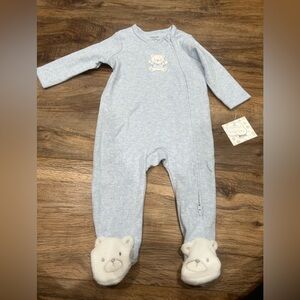 NWT Little Me Light Blue Bear Footie - 9Mo